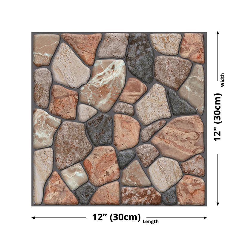 Rural Pebbled Adhesive Wallpaper Panels Brown Bathroom Wall Covering, 12' L x 12" W