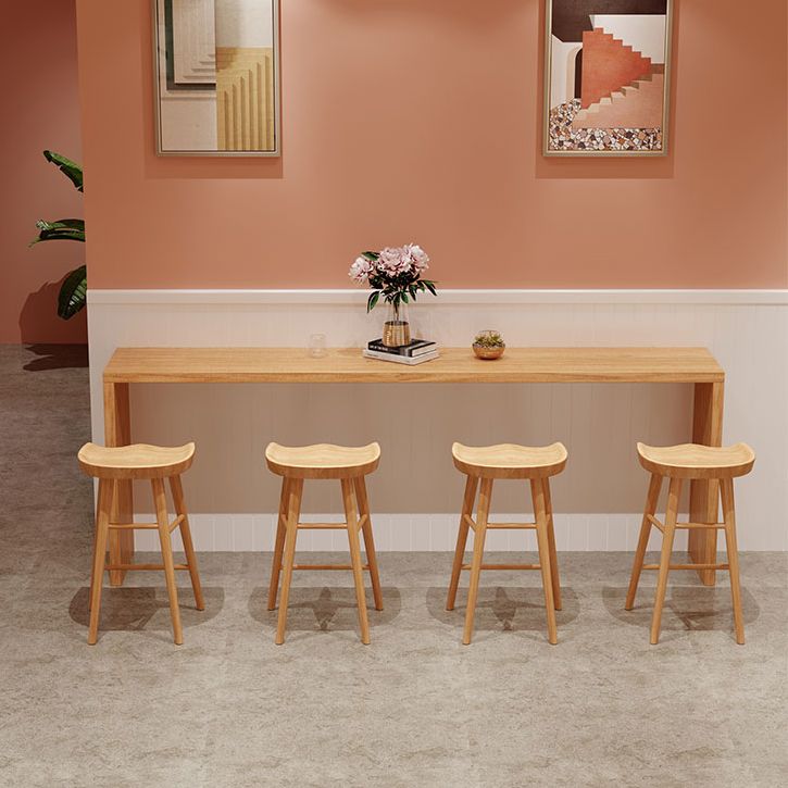 Modern Pine Wood Bar Dining Table Rectangle Indoor Bistro Table with Shelf