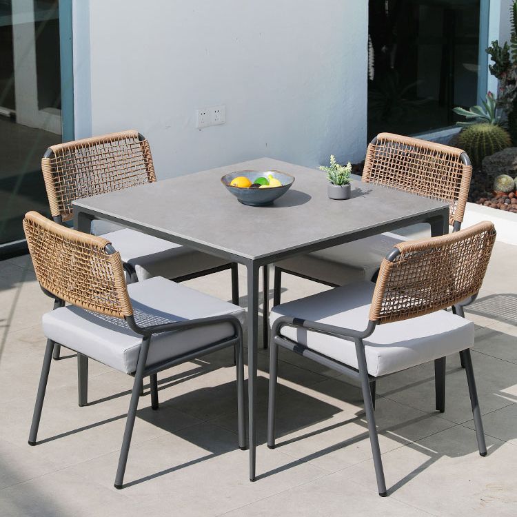 Industrial 1/5/7 pieces Dining Table Set Stone Rectangle/square Dining Furniture for Patio