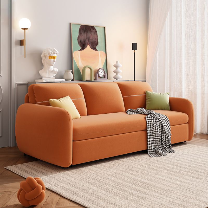 Contemporary Square Arm Convertible Bed Sofa Couch with Pillows