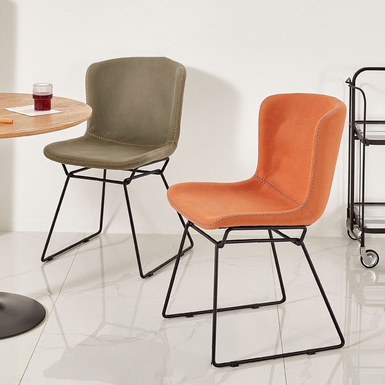 Silla de comedor de estilo moderno, silla auxiliar sin brazos con patas de metal para cocina (juego de 2)