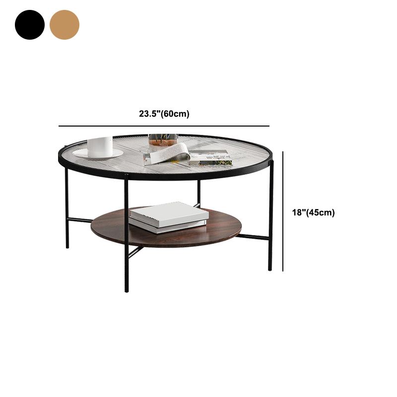 Modern Style Round Toughened Glass Table Metal 4 Legs Base Coffee Table