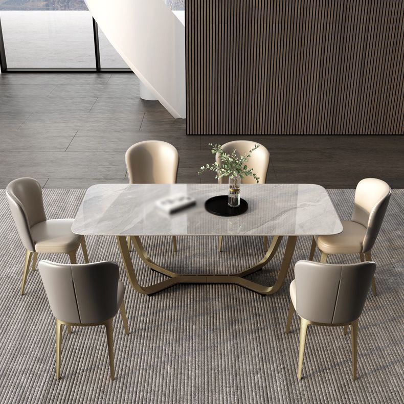 Luxury Sintered Stone Dining Set Rectangle 1/2/5/6/7 Pieces Dining Table with Chairs