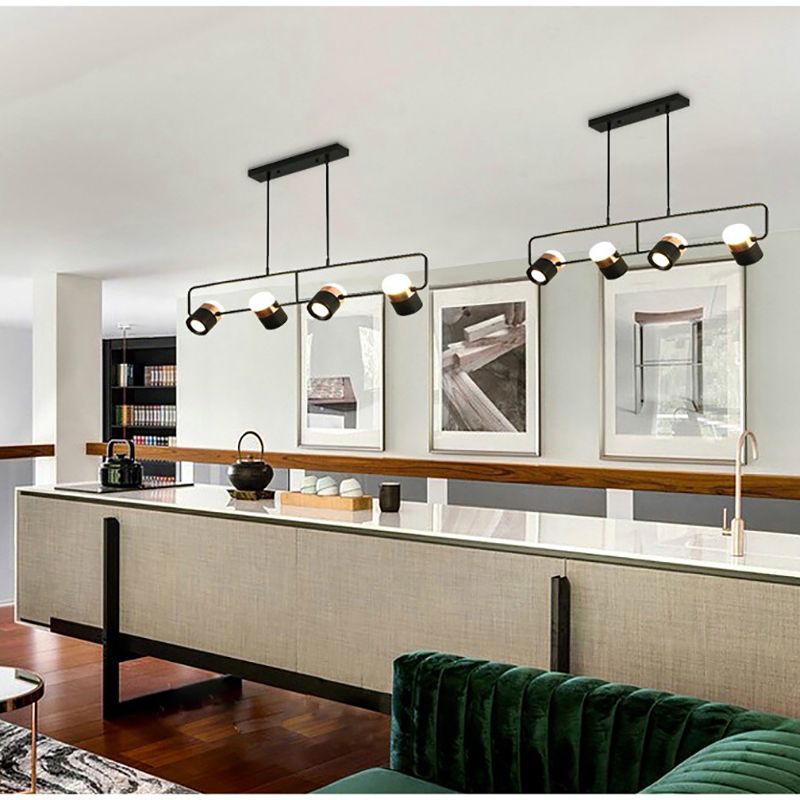 Modern Cylinder Island Light Fixture Multi-Head Restaurant Hanging Lamp with Acrylic Shade