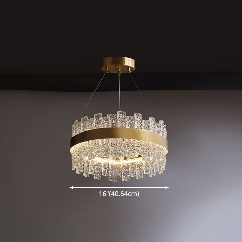 Rippled Crystal Loop Shaped Pendant Light Modern Brass Plated LED Island Ceiling Light