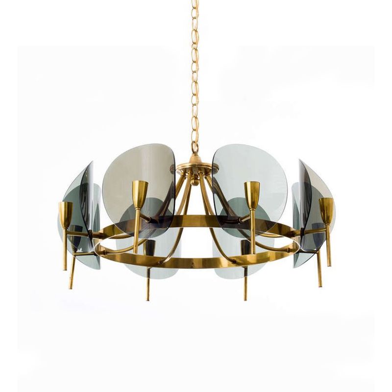 Modern Style Chandelier Light Fixture Round Shape Glass Hanging Light for Living Room