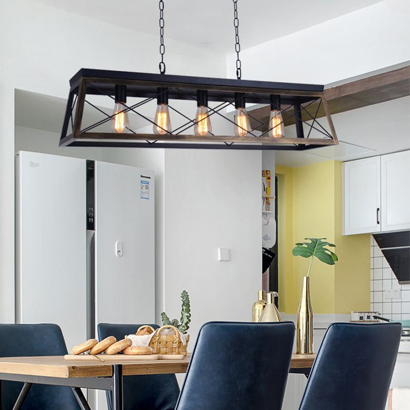 Industrial Island Light Geometric Hanging Lighting Fixture for Dining Room