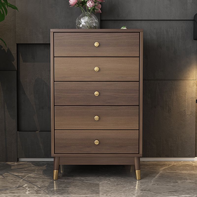 Glam Wooden Vertical Storage Chest Bedroom Chest with Drawers
