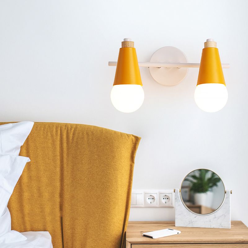 Metal Sweet Cone Wall Light Dining Room Stair 2 Heads Nordic Stylish Sconce Light