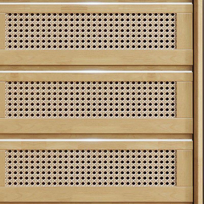 25.59" Wide Accent Chest Mid-Century Modern Wood Chest with Rattan Accent