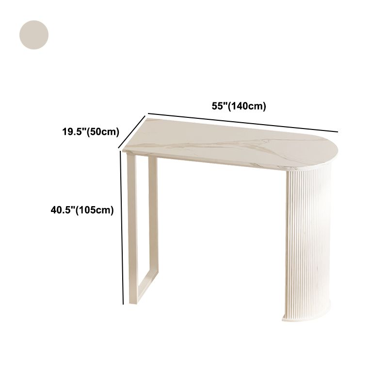 Modern White Marble Table Specialty Double Pedestal Table - 40.55" H