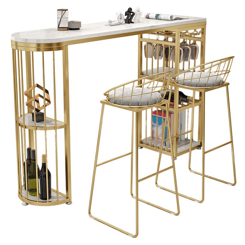 Faux Marble Bistro Set Glam Style 1/3 Pieces Bar Height Pub Set for Indoor