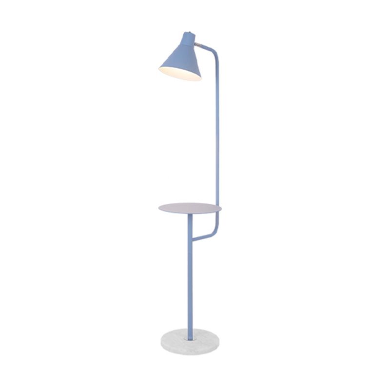 Macaroon Metal Floor Reading Lamp 1-Light Floor Light with Tray for Bedroom