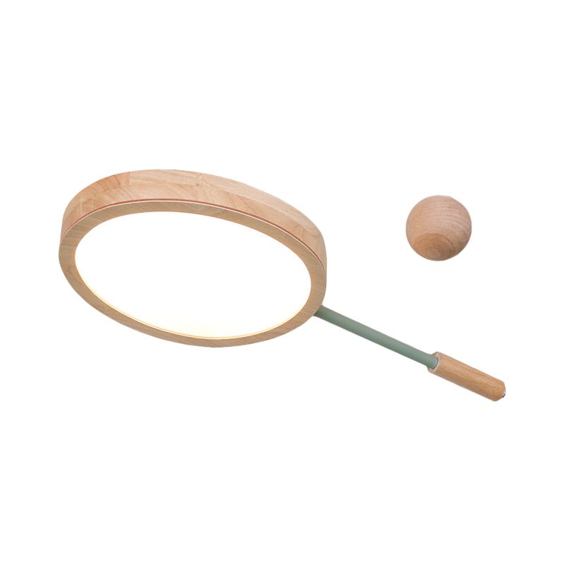 Plafonnier LED en forme de tennis créatif en acrylique et bois en beige pour la maternelle
