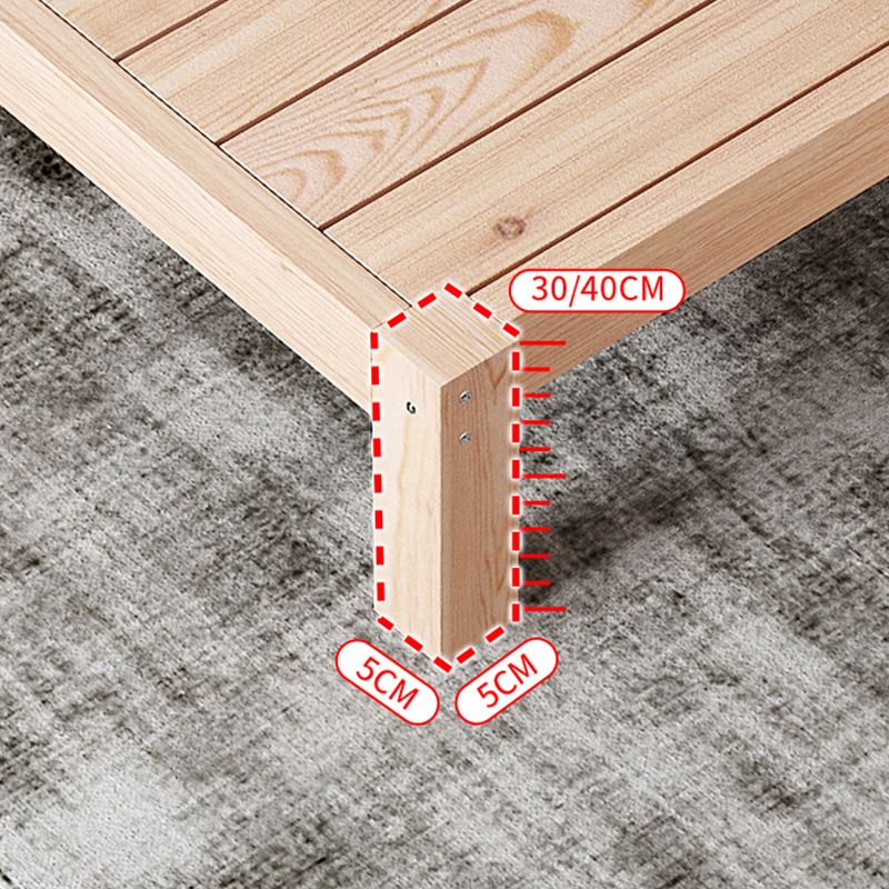 Scandinavian Full Panel Bed Natural Platform Bed with 2 Storage Drawers