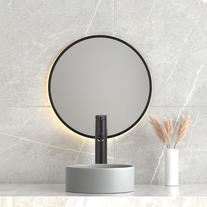 Modern Bathroom Sink Porcelain Pop-Up Drain Round Vessel Lavatory Sink