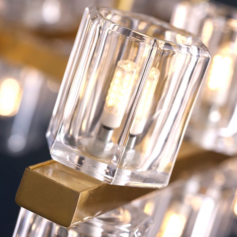 Cylinder Shade Island Light Modern Style Simple Glass Hanging Light in Gold for Restaurant