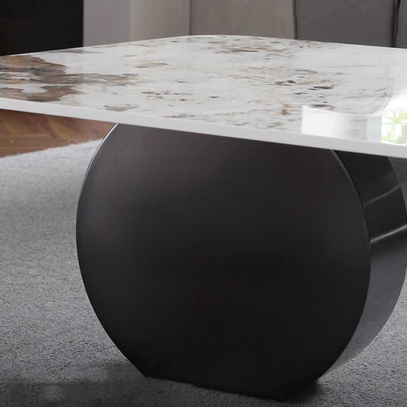 Marble  White Rectangular Coffee Table Modern Round Cocktail Table