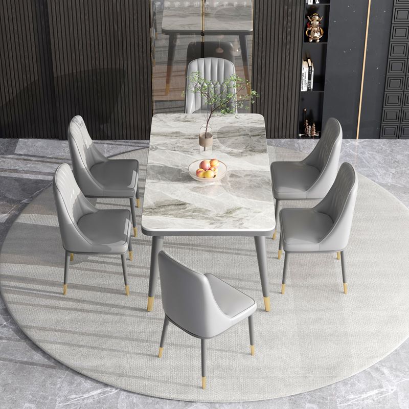Modern Rectangular Dining Table Stone Top Dining Table with 4 Legs