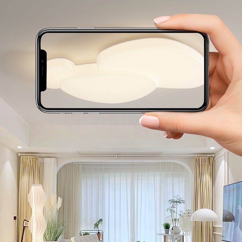 Modern Metal Flush Mount Geometric Shape Ceiling Light with Plastic Shade for Living Room