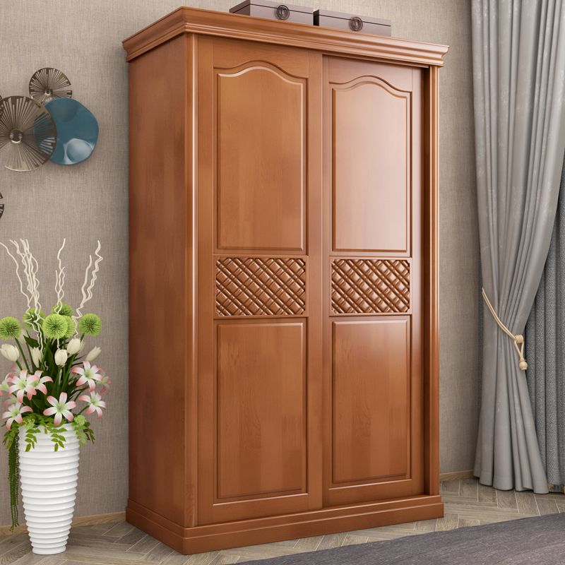 Traditional Solid Wood Wardrobe Freestanding Wardrobe Armoire with Shelves