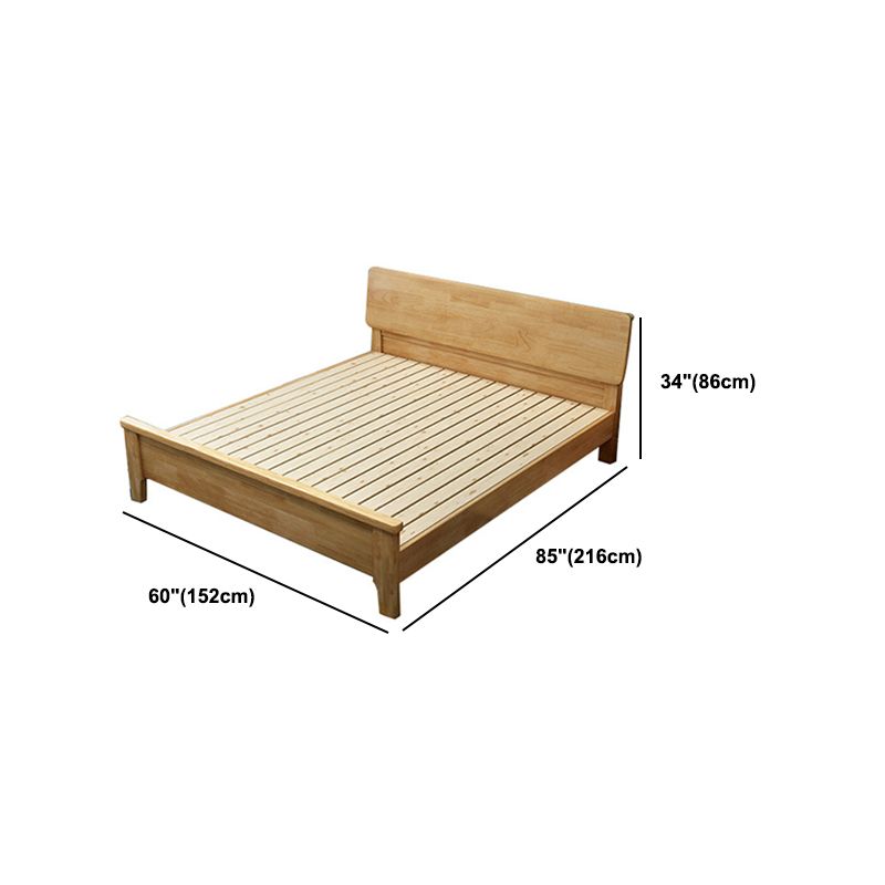 84.65 inch Wide Scandinavian Bed Frame Solid Wood Standard Bed with Headboard