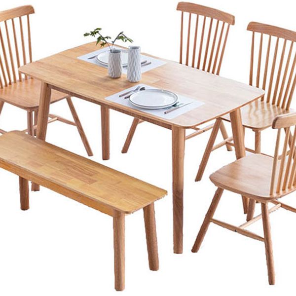 Contemporary Solid Wood Rectangle Shape Dining Table Kitchen Dining Table with 4 Legs