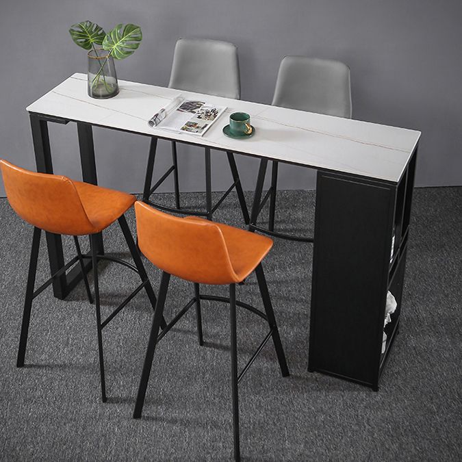 Mesa de altura de la altura de la barra de cocina Mesa de pub rectangular moderno con almacenamiento de vino