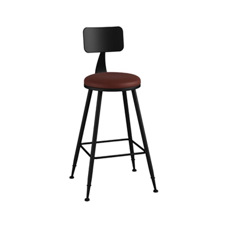 Modern Armless Backrest Counter Stool Iron Bar Stool with Seat and Pedal for Bar