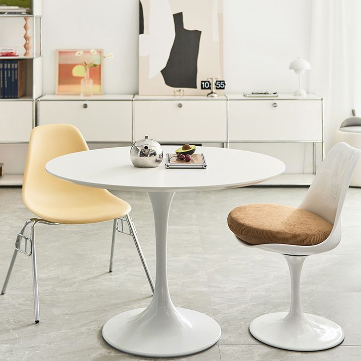 Round Tulip Base Modern Dining Table White Fixed Table with Sintered Stone