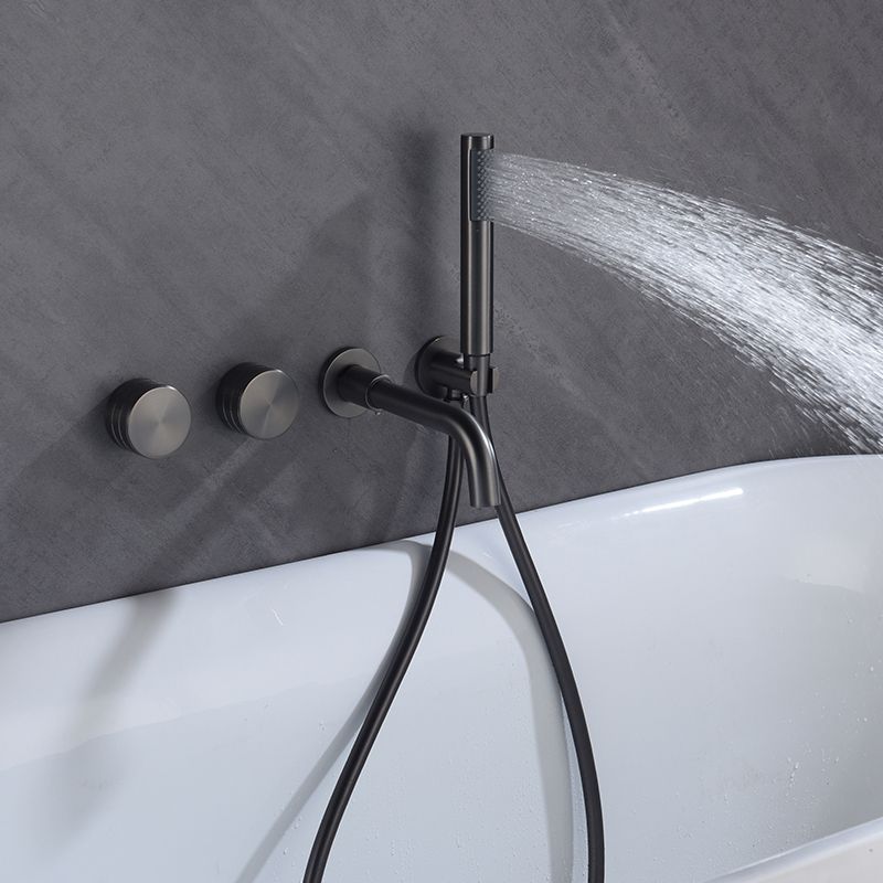 Modern Wall Mounted Metal Tub Filler Trim Low Arc Bathroom Faucet