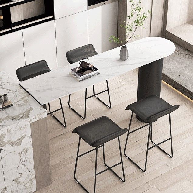 Cafe and Break-room Bistro Accent Dining Table Modern Stone Double Pedestal Counter Table