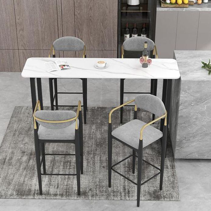 Contemporary Kitchen Dining Arm Chair Upholstered Dining Chair in Grey