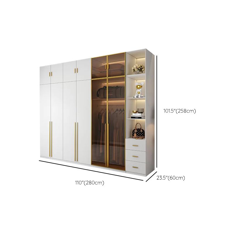 Modern Freestanding Wardrobe Wood Frame Wardrobe with Tempered Glass Doors