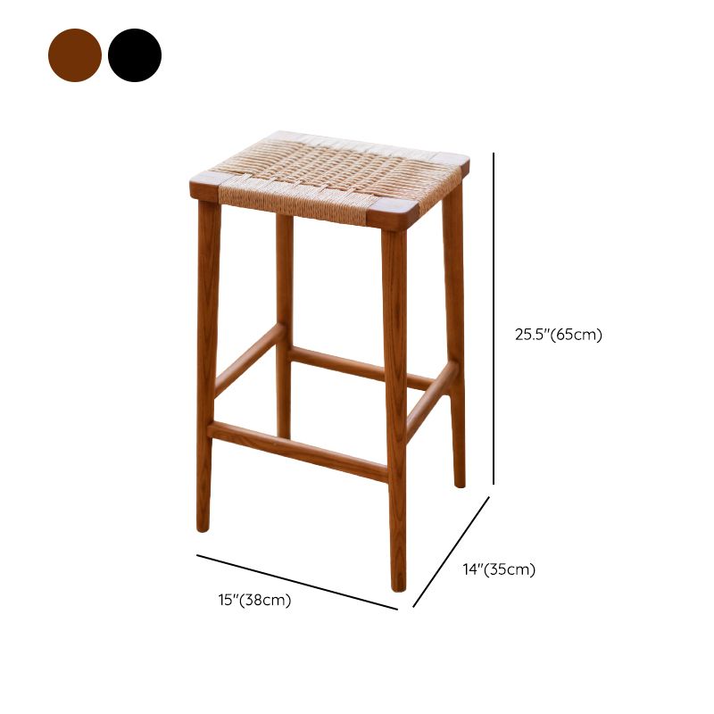 Backless Dining Stools Rectangle Armless Bar Stools with Wood Base