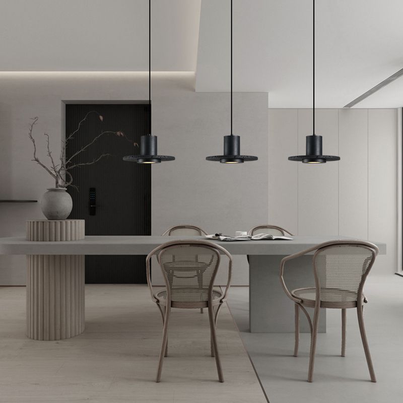 Single Head Stone Hanging Light Contemporary Creative Suspension Pendant in Black