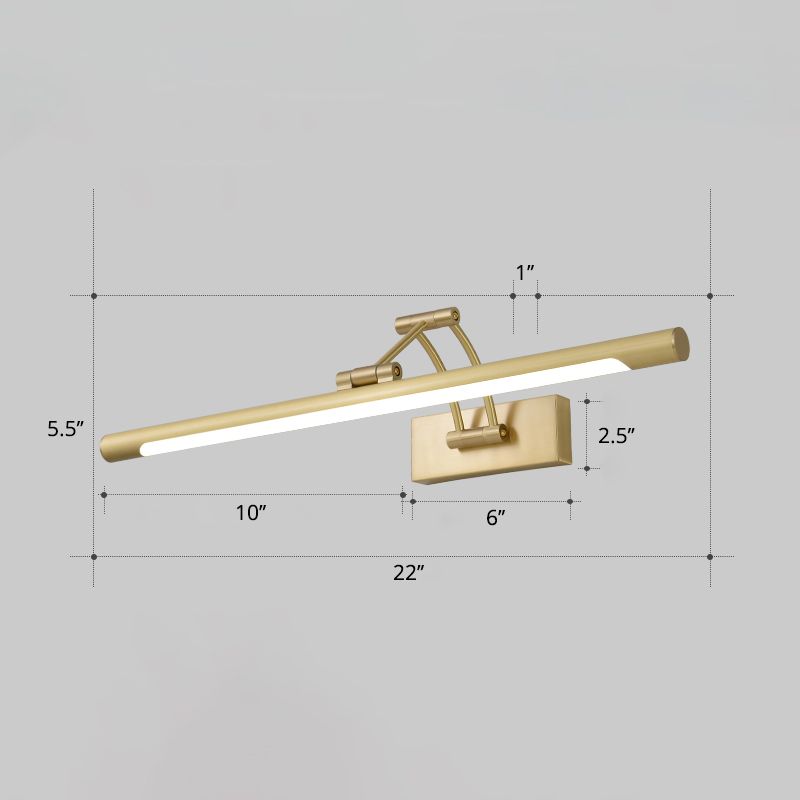Minimalist Tube Shaped Vanity Light Fixture Acrylic LED Wall Mount Lamp with 3-Joint Swing Arm