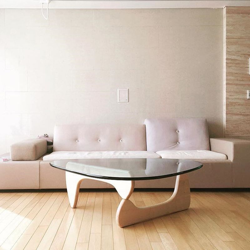Triangle Glass Coffee Table Modern Minimalist Coffee Table for Living Room