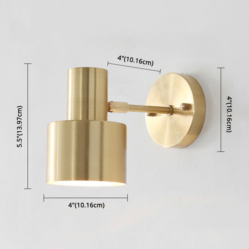 Gold 1 Light Wall Light Post-Modern Minimalist Metal Cylindrical Wall Light for Living Room