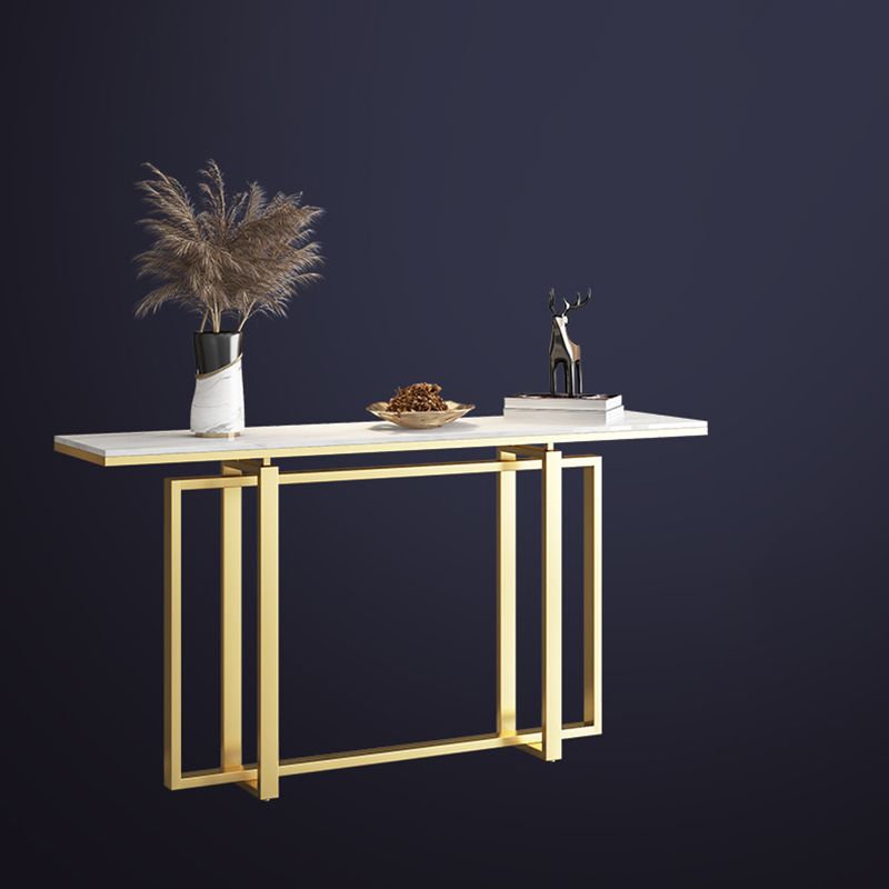 Glam Marble/metal Rectangle Frame Scratch Resistant Console Table for Hall