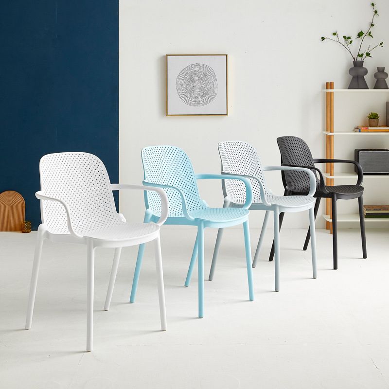 Modern Stackable Chair Dining Open Back Arm Chair with Plastic Legs for Kitchen