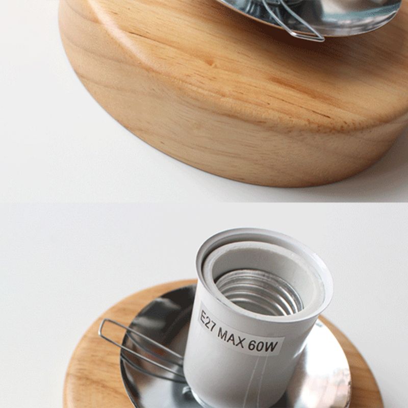 Mini plafoniera in legno massello con paralume sferico in vetro bianco latte. Lampada da semi-incasso per corridoio