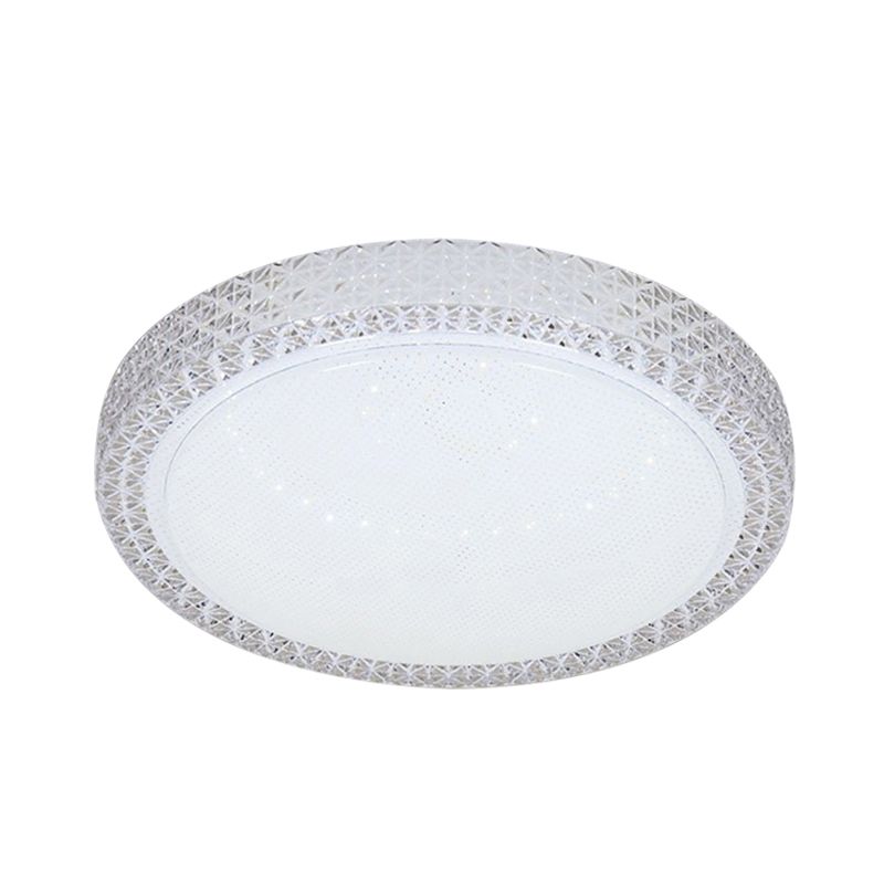 Simple Style Disk Flush Mounted Light Crystal Bedroom LED Ceiling Light Fixture in White