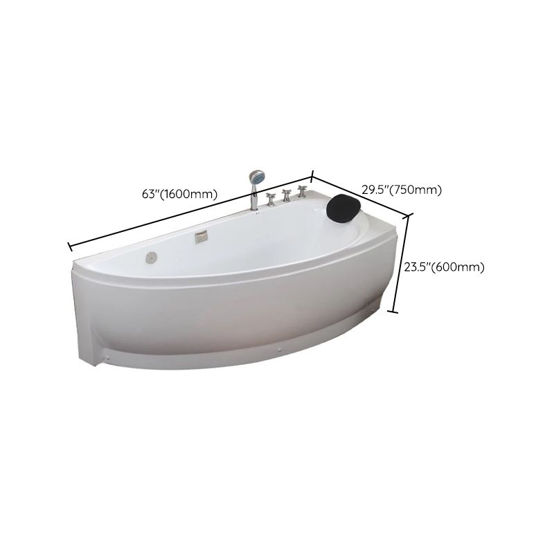 Acrylic Corner Bathtub Soaking White Modern Back to Wall Bath