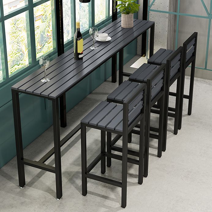 Industrial 1/5/9 Pieces Bar Table Set Rectangle Wood Counter Table with Stools for Balcony