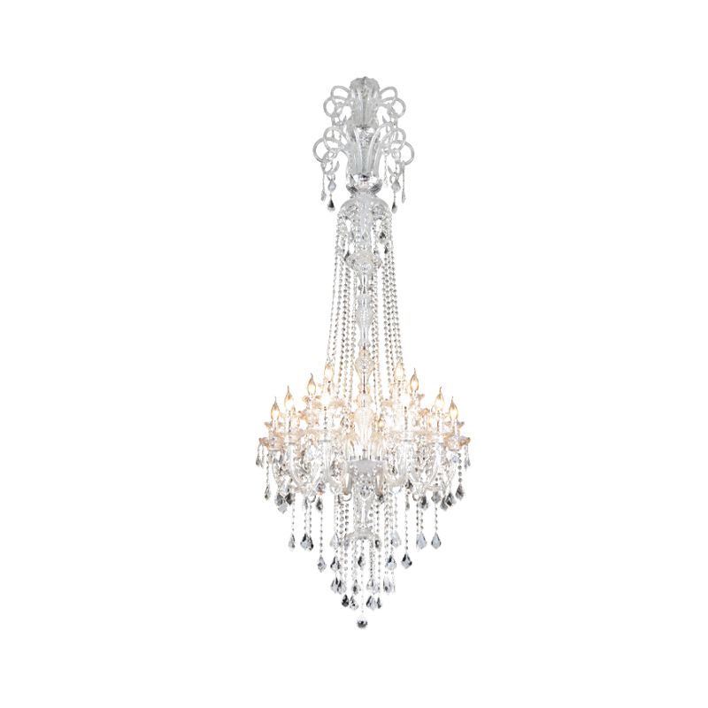 Opulent Clear Crystal Candle Chandelier Baroque 10-Light Dining Hall Ceiling Pendant Light