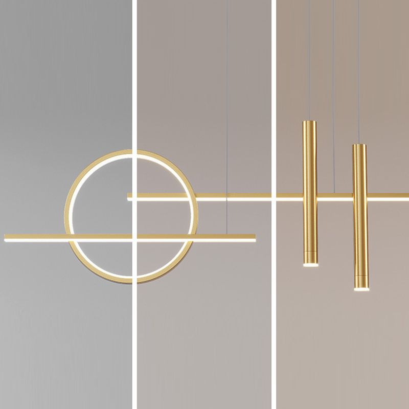 Simplicity Linear LED Island Light Metal 5-Head Dining Room Suspended Lighting Fixture