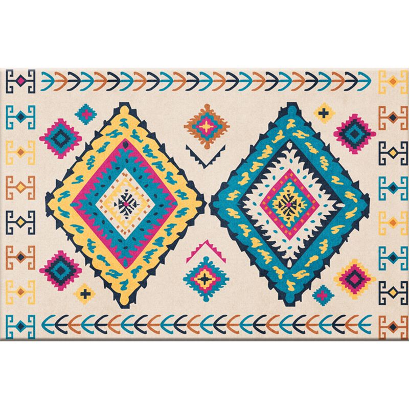 Tapis de motif géométrique chic Synthétique Synthétique Synthétique Multi-colored Synthetics Tapis résistant aux taches non glissables pour le salon