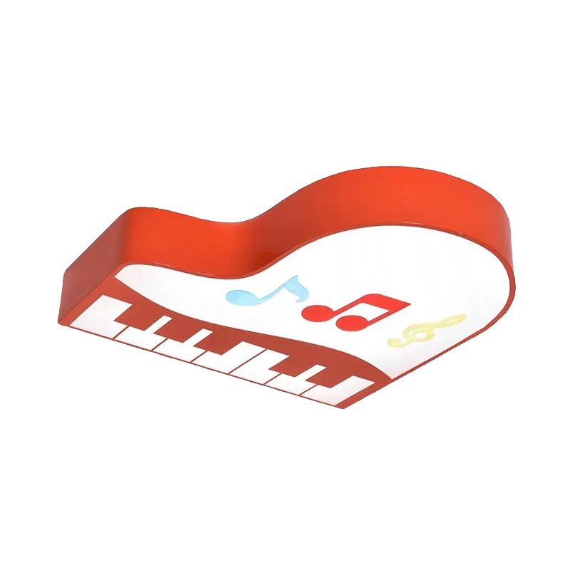 Red/Yellow/Pink Piano Flush Ceiling Light Children Style LED Acrylic Flush Mount Lighting Fixture, Warm/White Light