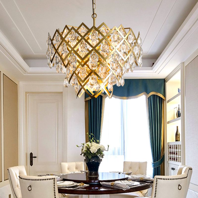 Accesorio de lámpara de lámpara de metal posmoderno lámpara de araña de oro para sala de estar